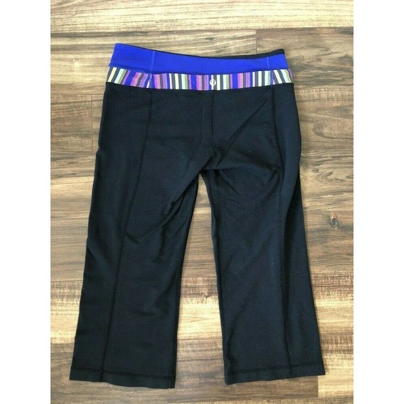 Lululemon Groove Crop Legging Black Stripe 6 - Picture 3 of 6